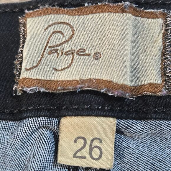 Paige Black Peg Super Skinny Jeans Size 26 Stretchy Mid Rise Denim - Picture 3 of 9